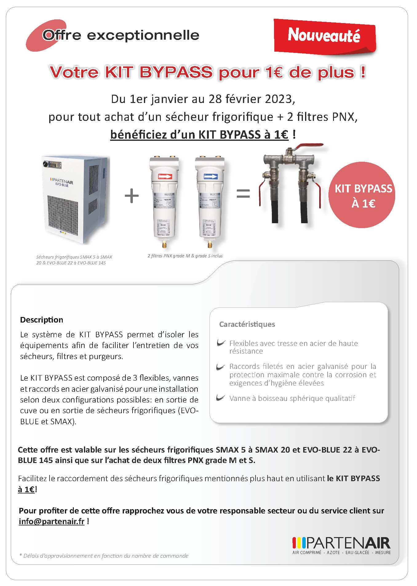 Isoler réseau d'air comprimé - Kit BYPASS pour sécheurs frigorifiques